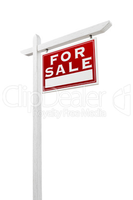 Right Facing For Sale Real Estate Sign Isolated on a White Backg