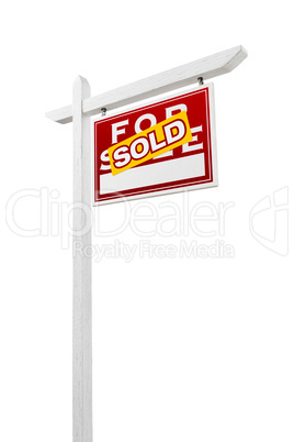Right Facing Sold For Sale Real Estate Sign Isolated on a White