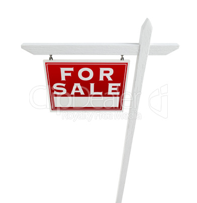 Left Facing For Sale Real Estate Sign Isolated on a White Backgr