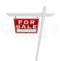 Left Facing For Sale Real Estate Sign Isolated on a White Backgr