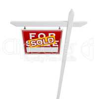 Left Facing Sold For Sale Real Estate Sign Isolated on a White B