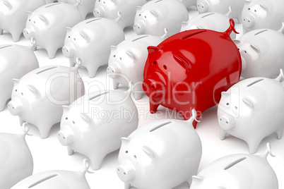 Unique red piggy bank