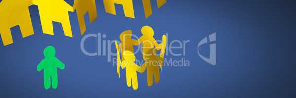 Individual alone and group together people paper cut outs
