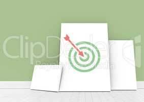Arrow and target icon on white board