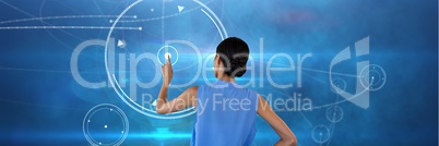 Woman touching circle interface