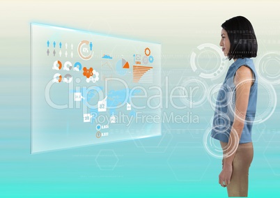 Woman staring directly at interface Woman staring directly at interface