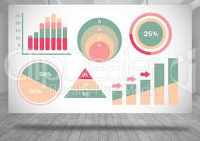 White board with colorful chart statistics