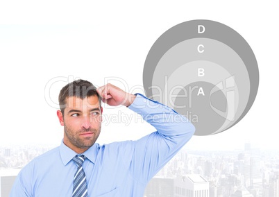 Businessman with circular chart statistics