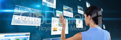 Woman touching screen interface