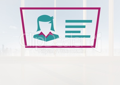 Businesswoman on identity card icon