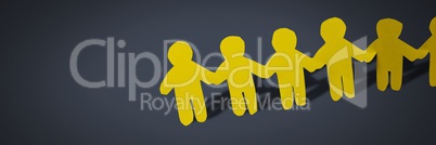 Paper cut out people holding hands together in line