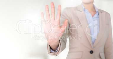 Hand interacting with bright background