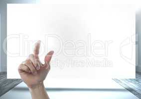 Hand pointing with white board