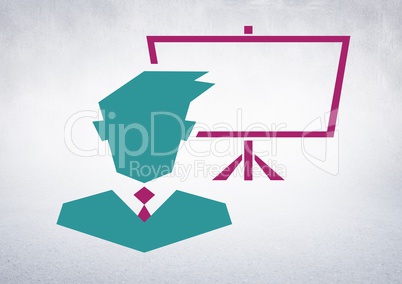 Businessman with screen icon