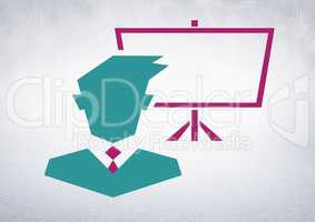 Businessman with screen icon
