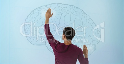 Man touches brain interface