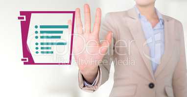 Hand interacting with business file document icon