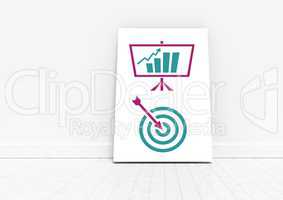 Business targets and charts on white board in room