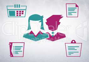 Business people with documents and files icons