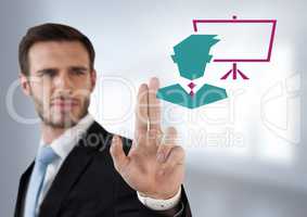 Businessman interacting with businessman screen icon