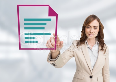 Businesswoman touching word document icon