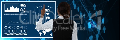 Woman touching interface in digital world