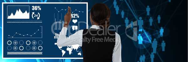 Woman touching interface in digital world