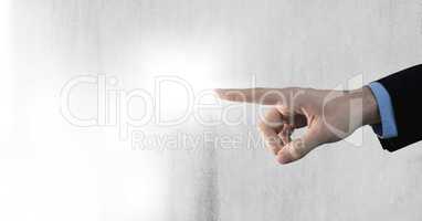 Hand pointing with grey background