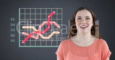 Woman with colorful chart statistics