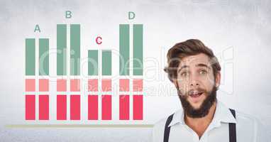 Man with colorful chart statistics