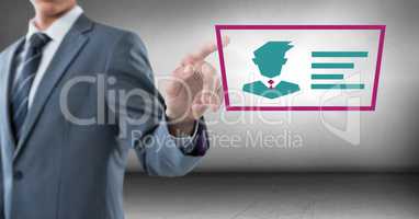Hand pointing with businessman identity card