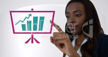 Hand pointing with business chart screen icon