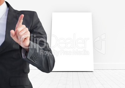 Hand pointing up with bank canvas