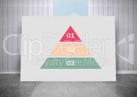 white board with colorful triangular chart statistics
