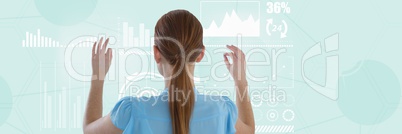 Woman pinching at interface on wall