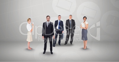 Business people on grey background