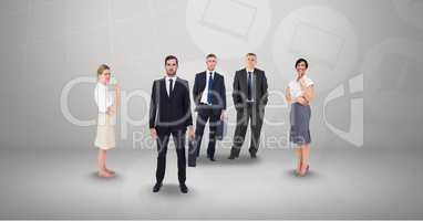 Business people on grey background