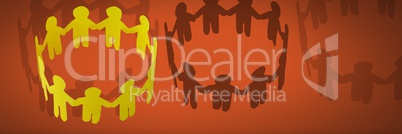 Paper cut out people in circle holding hands Paper cut out people in circle holding hands