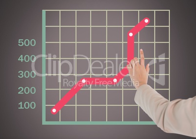 Hand touching with chart statistics grid