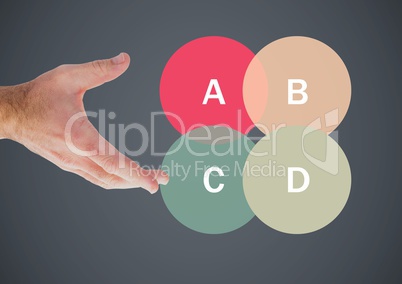 Hand open with colorful chart statistics circles