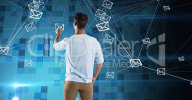 Man touching email web connections