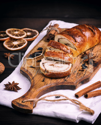 baked roll with cinnamon and nuts