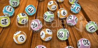 Composite image of lottery balls with numbers