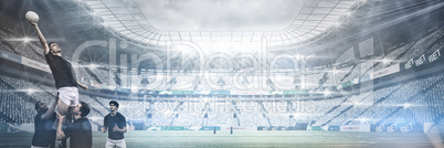 Composite image of stadium against sky
