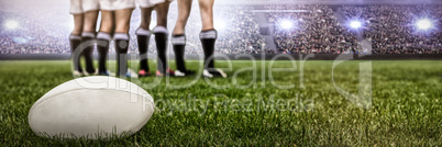 Composite image of digital image of crowded soccer stadium