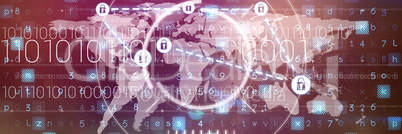 Composite image of security lock with connecting lines