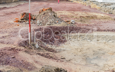 Excavation pit with sand and gravel