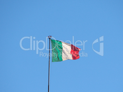 Italian Flag of Italy over blue sky