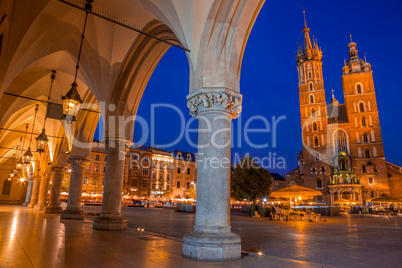 Evening Colonnade and View of the Market Square of Krakow