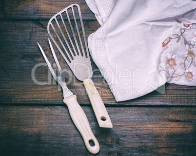 vintage iron fork and a spatula